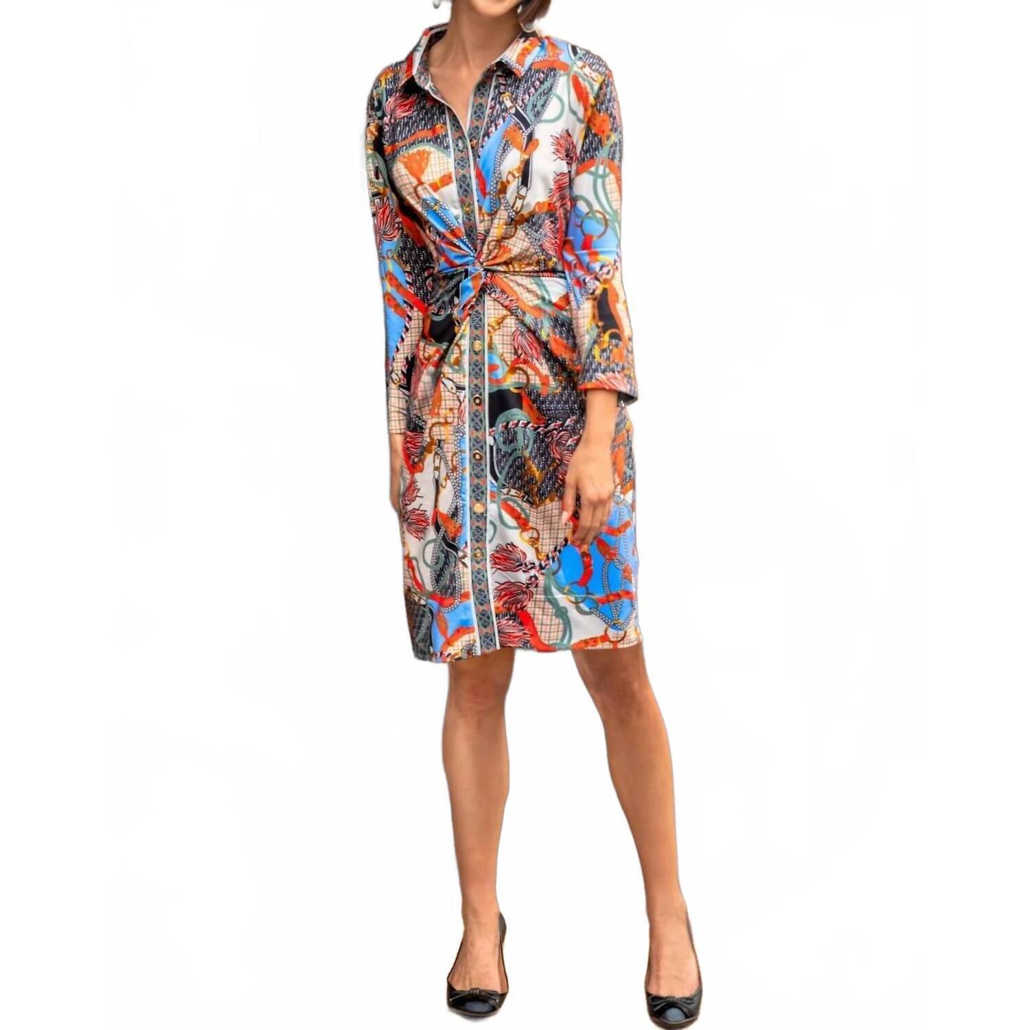 New Gretchen Scott Twist & Shout - Ditto Dress In Tan, Periwinkle & Orange